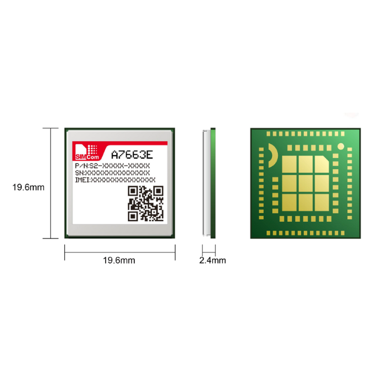 SIMCom A7663E (GNSS Integrado, Compatibilidade 2G/LTE, -40°C a +85°C)